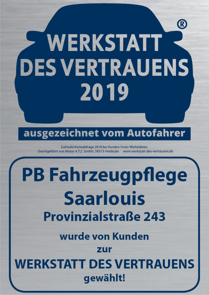 Urkunde / Auszeichnung zur Werkstatt des Vertrauens